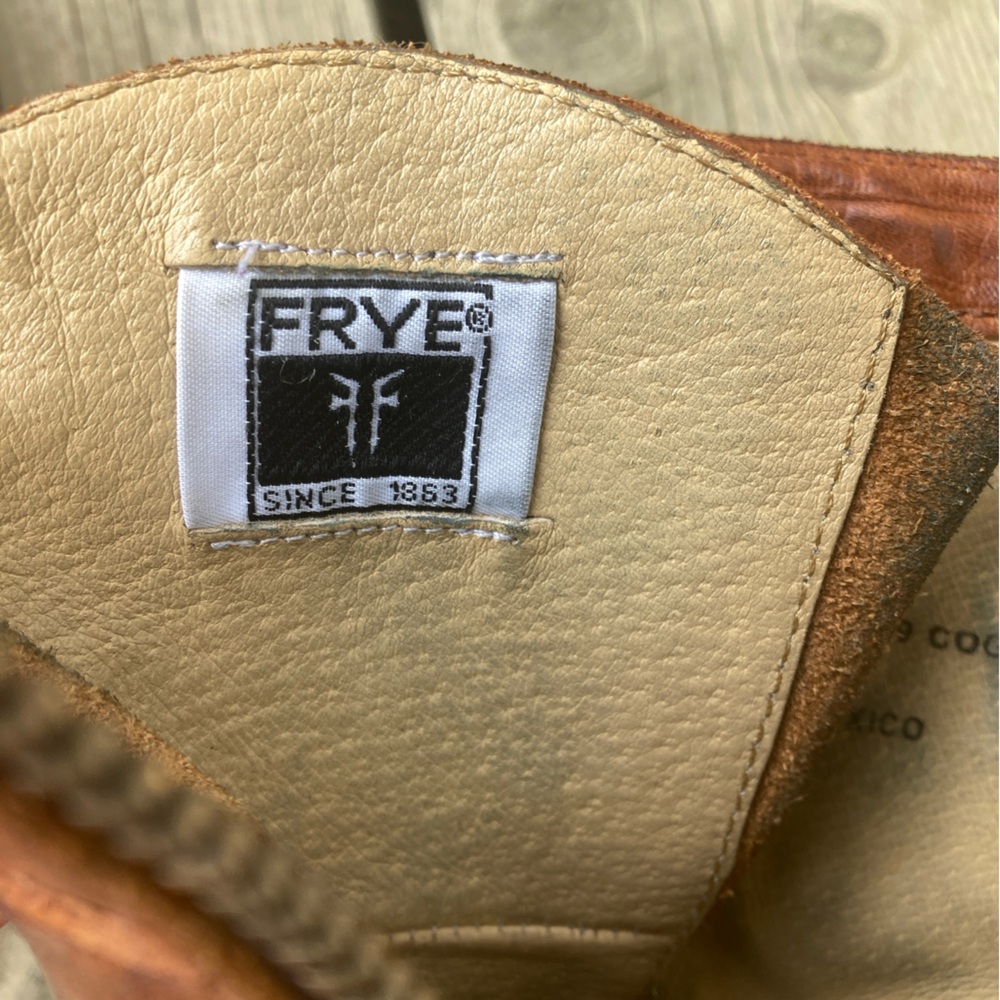 FRYE Boot VERONICA TANKER ENGINEER Combat Boho Distressed Leather Cognac Size 8 - Picture 9 of 13